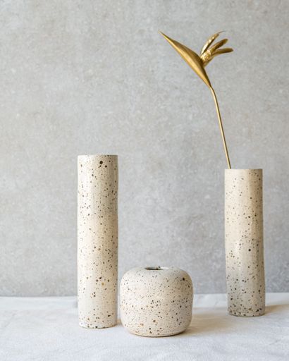 Selection of handmade ceramic pieces and vases