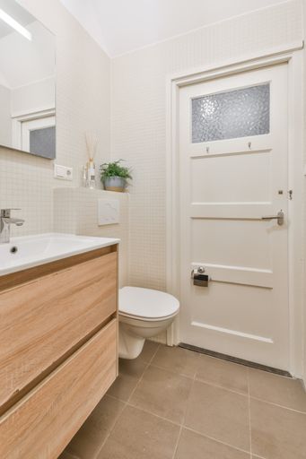 A beautiful furnished wooden bathroom interior design
