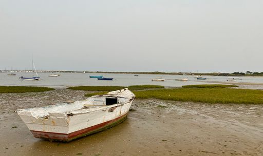 A fishing boat moored in the Piedra River, Huelva