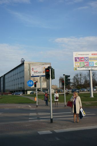 People having red lights at the zebra crossing of Hetmanska street, Poznan, Poland