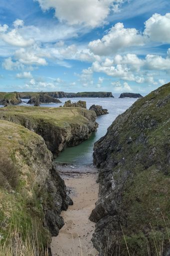 Belle-Ile in Brittany, seascape with rocks and cliffs on the Cote Sauvage