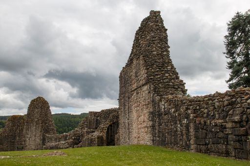 A beautiful view of medieval ruins on a cloudy day