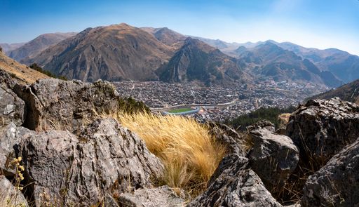 A beautiful aerial shot of a city view from the mountains