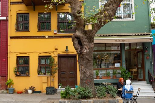 Istanbul, Turkey. September 21st 2021
Colorful houses and Cafe culture in the trendy neighborhood of Kuzguncuk  Istanbul, Turkey.