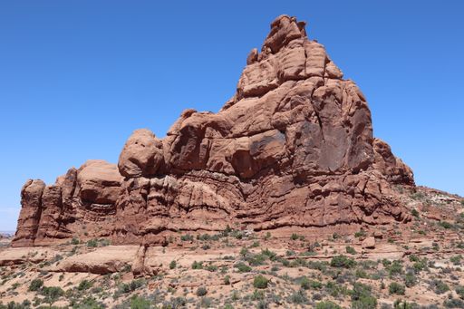 A red rocky landscape in a national park in Utah, the United States