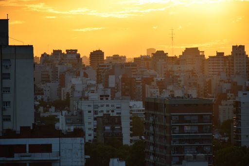 A beautiful sunset over Belgrano neighborhood, Buenos Aires, Argentina