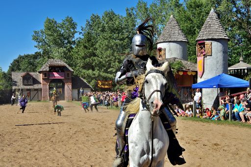 The knight on the horse getting ready to joust for the Renaissance Festival  in Kansas City