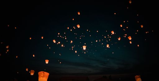 Sky lanterns illuminate the night sky in a mesmerizing display during a lantern festival.