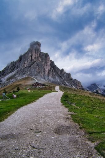 A vertical shot of the Dolomite Alps in northeastern Italy during daylight