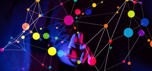 touching global network and data exchanges over the world 3D rendering