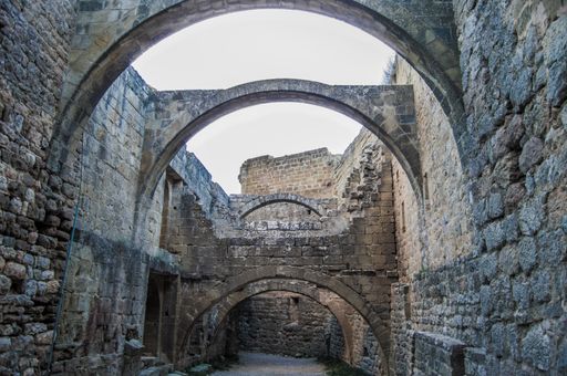 The arch and chambers of the Loarre Castle in Loarre, Spain