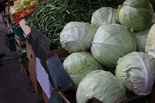 The various vegetables sold at a bazaar in Croatia