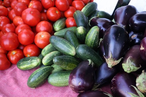 The various vegetables sold at a bazaar in Croatia