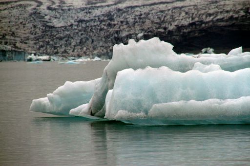 A view of Jokulsarlon glacier lagoon  with icebergs and clear water in Iceland