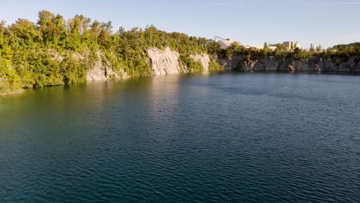 An aerial view of an abandoned quarry in Verplanck Hamlet in New York State, USA