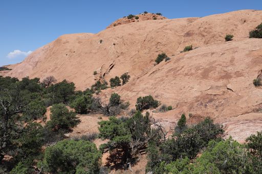 A scenic view of rugged red rock landscape in Canyonlands National Park near Moab, Utah