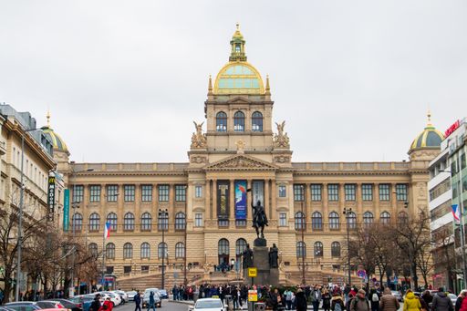 Wenceslas Square, Architecture of the National Museum in Prague, Czech Republic