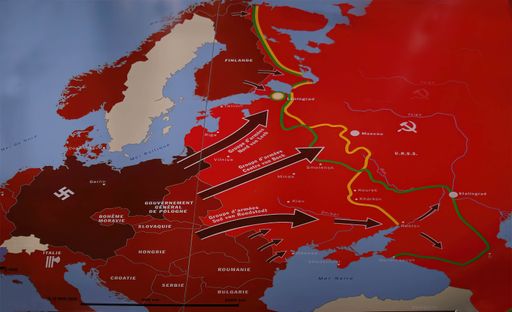 A vintage WWII map of the German invasion of USSR