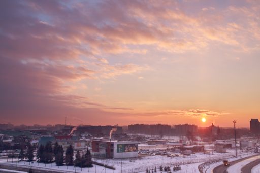 The beautiful winter views to the port and city of Klaipeda, Lithuania from the roof