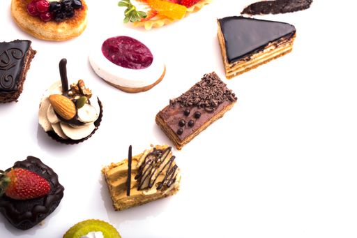 A loseup shot of sweet canapes isolated on a white background