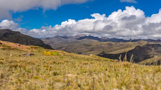 A breathtaking view from the heights of the hills in the Andes of Peru