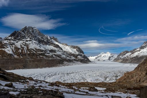 A scenic view of Aletsch Glacier in the Alps, Switzerland