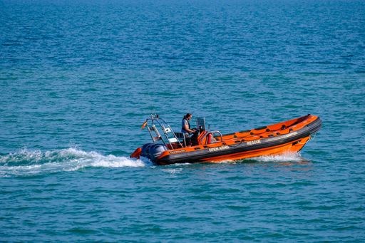 A rescue boat of the humanitarian organization open arms, leaves the port of Burriana