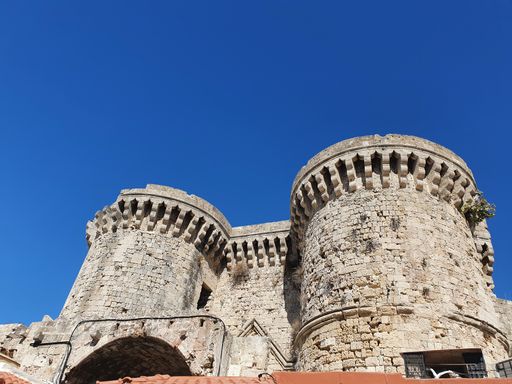 A low angle shot of the Palace of Grand Master of the Knights of Rhodes in Greece
