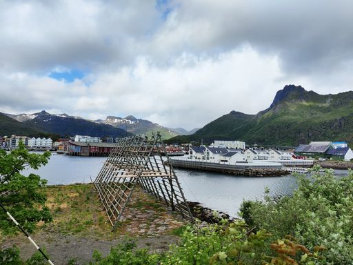 A beautiful scenery of a mountainous landscape in the Lofoten Islands, Norway