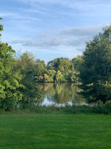 A peaceful lake in the beautiful green area, Hanau, Germany