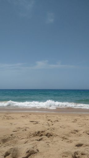A vertical shot of a beach being washed off by the waves of a sea