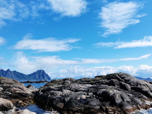 A beautiful scenery of a mountainous landscape in the Lofoten Islands, Norway