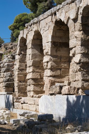 Acropolis, Parthenon, ancient marble ruins at the foot of the Acropolis hill. Athens, Greece.