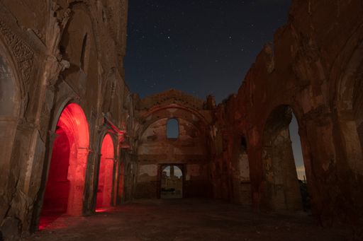 The abandoned destroyed building in the old city of Belchite in Spain