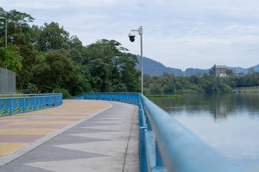 A close-up shot of a cycling road in a public park in Kepong, Kuala Lumpur, Malaysia
