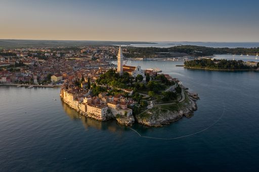 Aerial view of Croatian coastal town Rovinj.