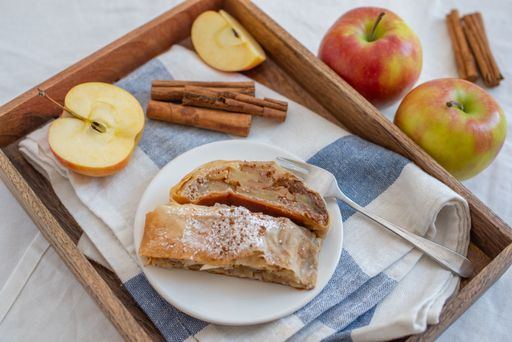 A closeup shot of homemade Viennese Strudel apple