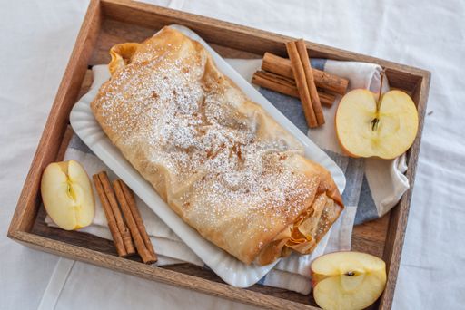 A closeup shot of homemade Viennese Strudel apple