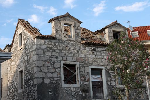 A closeup of an old abandoned stone house in Croatia