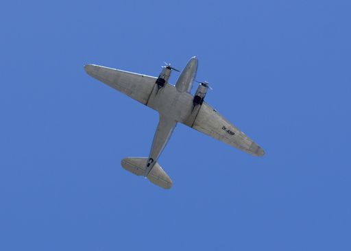 Kapiti, New Zealand, January 12 2020. A Douglas Dakota DC3 aeroplane  flies over the Kapiti region. The DC3 is regarded as a reliable aircraft