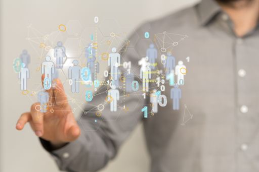 A selective shot of a man on blurred background using 3D rendering unity group and teamwork concept