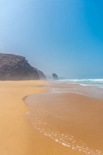A vertiche Roque Del Moro in Cofete beach, Jandia natural park, Barlovento, south of Fuerteventura, Canary Island, Spain
