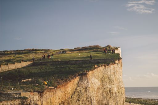 A group of people on Seven Sisters cliff, Sussex