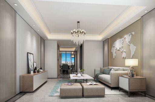 A beautiful modern living room interior design - 3d rendering