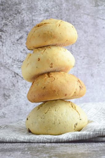 A closeup of freshly-baked homemade pastry on a table