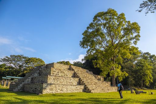 A beautiful shot of the lush nature in Copan Ruinas and its amazing Mayan ruins in Honduras
