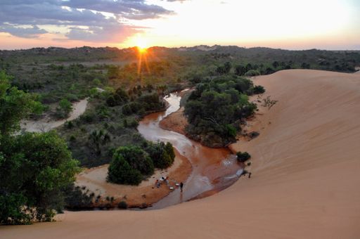 A mesmerizing sunrise view of Natural monument Jalapao dunes in the Jalapao desert, Tocantins, Brazil