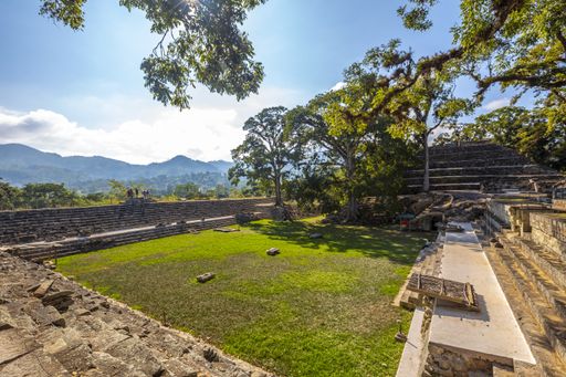 A beautiful shot of the lush nature in Copan Ruinas and its amazing Mayan ruins in Honduras