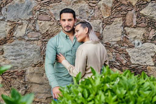 Young Latino male and female couple in love between 25 and 35 years of age