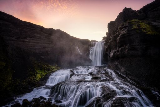 Waterfall deep in the highlands of Iceland